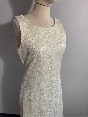 Harlow Cream Textured Beaded Sleeveless Dress